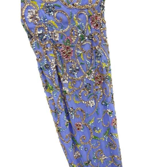 Sherri Hill Purple Fully Beaded Gown Dress Prom Pageant Womens Size 0 - Picture 10 of 16